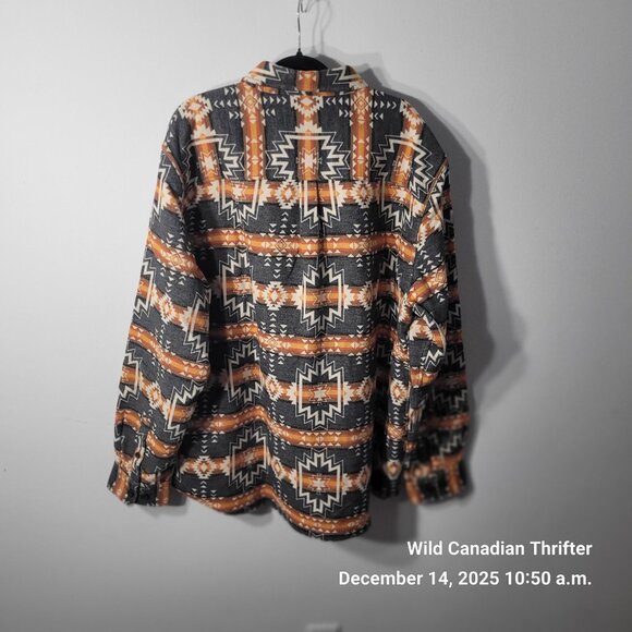 Le 31 XL Aztec Tribal Cotton Long Sleeve Button-Up Overshirt Casual Western - Picture 2 of 7